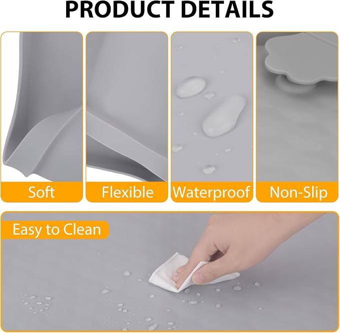 Pee Pads Tray Silicone Dog Bedpan Tray, High Edge Puppy Pad Holder Tray for Easy to Clean and Spill Free Dog Bedpan Training Pad Tray with Fixing Buckle (24 INCH x 24 INCH， with Clip)