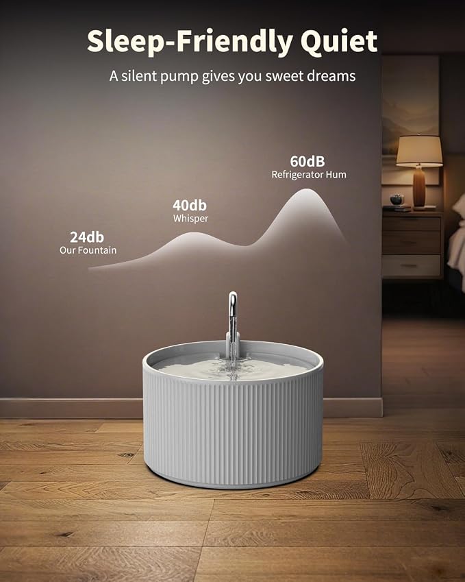 Lawfery Ceramic Cat Water Fountain, 74oz/2.2L Pet Drinking Fountain | BPA-Free Ceramic Body, Ultra-Quiet Pump, Easy Cleaning and Dual Drinking Modes for Indoor Cats and Small Dogs
