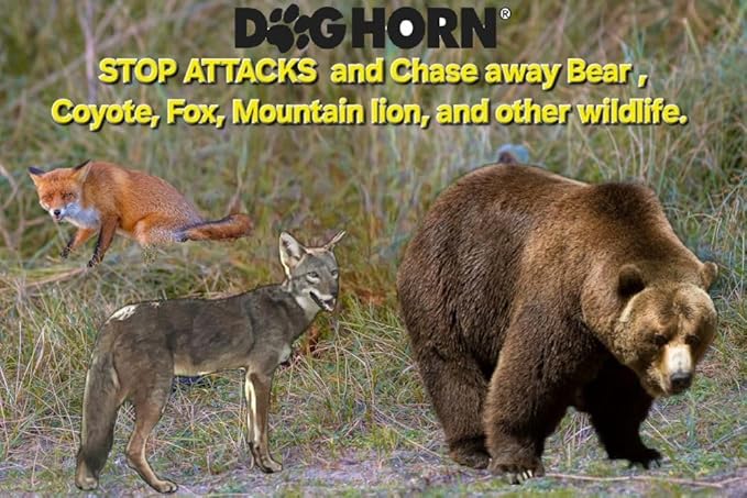 DogHorn XL Air Horn for Dogs. Stop Aggressive Dogs, Scare Coyotes, Bear, & Other Wild Animals! Effective Training Tool & Outdoor Safety Alarm for Hiking, Biking, Camping, Boating, & More! (Pack of 1)