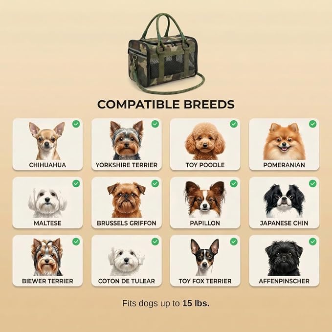 Soft-Sided Dog & Cat Carrier | for Car Rides, Vet Visits, Errands & Daily Outings | Fits Small Dogs & Cats Up to 15 lbs | 18" L x 11.5" H | Yorkies, Chihuahuas & More