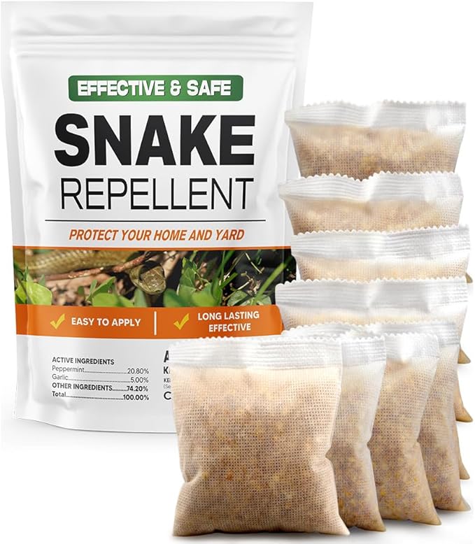 LEBMP Snake Repellent for Yard, Snake Away Repellent for Outdoors, Pet Safe Snakes Repellant, Garden Snake Deterrent, Keep Snakes Out of Backyard, Garage, House-8 Pouches