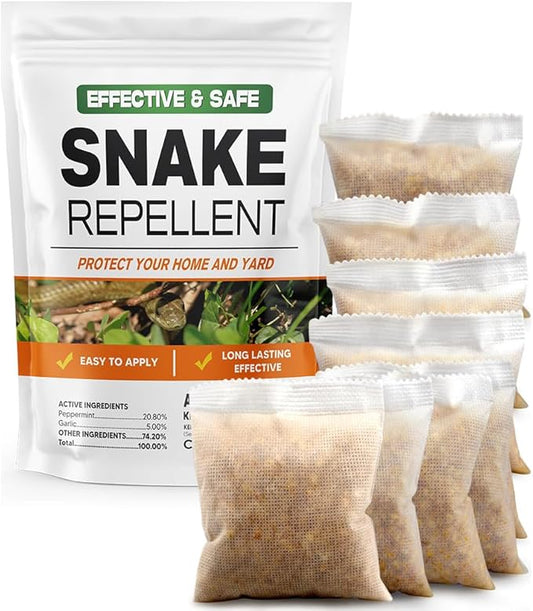 LEBMP Snake Repellent for Yard, Snake Away Repellent for Outdoors, Pet Safe Snakes Repellant, Garden Snake Deterrent, Keep Snakes Out of Backyard, Garage, House-8 Pouches