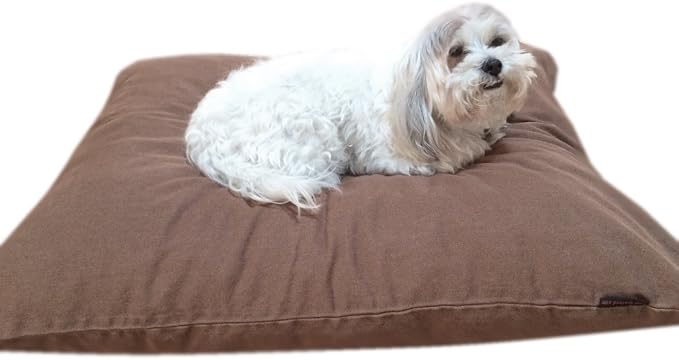 Durable Comfort Micro-Cushion Memory Foam Pet Dog Pillow Bed Waterproof Liner + External Cover for S,M,L Dogs- Complete Set (Brown Denim, 48''x29'')