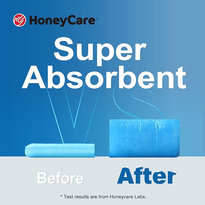 HONEY CARE All-Absorb Dog Pee Pads 22" x 23" (Pack of 14), Ultra Absorbent and Odor Eliminating Puppy Pads for Training, 5-Layer Leak-Proof Pee Pads with Quick-Dry Surface for Potty Training