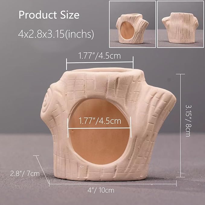 2Pack SpringSmart Aquarium Decor Rock Cave and Plastic Plant Betta Fish Tank Accessories for Fish Shrimp Turtle Crab Hiding Breeding Playing Ceramic Hideout Stone for Fish Bowl