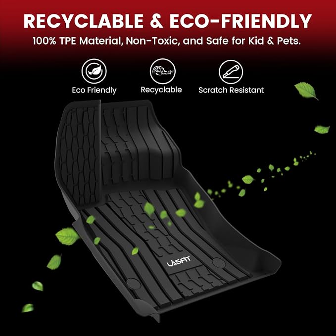 LASFIT Floor Mats for 2020-2017 Ford Fusion & Lincoln MKZ, Custom Fit Full Coverage All Weather TPE Floor Liners, Front & Rear Rows, Black
