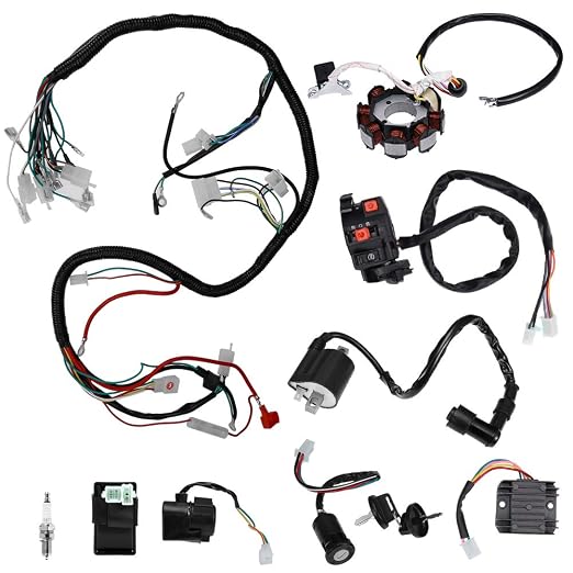Complete Electrics Wiring Harness Replacement for ATV Quad 150cc 200cc 250cc Go Kart Pit Quad Dirt Buggy Bike Replacement for Kawasaki Stator
