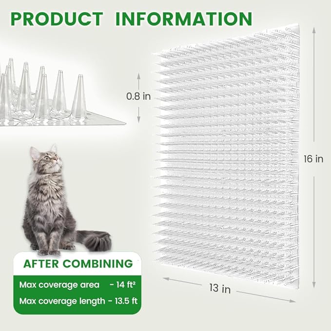 Ley's 10 Pack Scat Mat for Cats, 16x13 Inch Cat Deterrent Mat with Spikes, Indoor/Outdoor Pet Training Mat, Humane Repellent Animals, Keep Pets Off Furniture, Gardens & Lawns