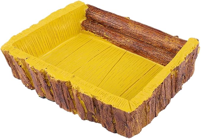 Reptile Feeding Dish Bowl,Reptile Tree Trunk food/Water Dish for Reptiles,Amphibians,Bearded Dragon,Lizard,Frog,Gecko,Tortoise,Hermit Crab and Other Little Critters,Made from Premium Resin(Large Size)