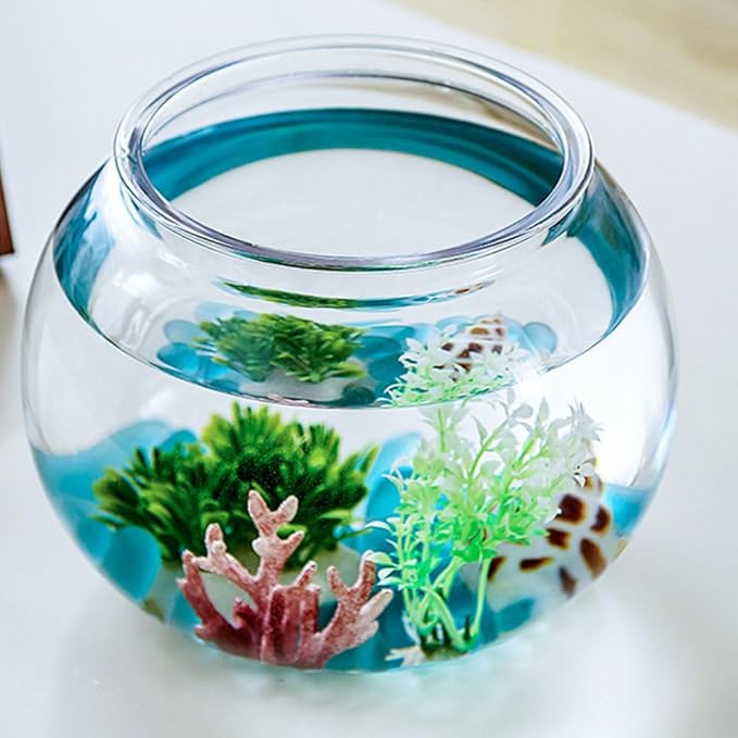 PRETYZOOM 1 Gallon Plastic Fish Bowl Clear Spherical Aquarium Tank for Betta Fish Turtle Shrimp and Small Aquatic Pets Multi-Functional Water Plant Pot and Desk Decor