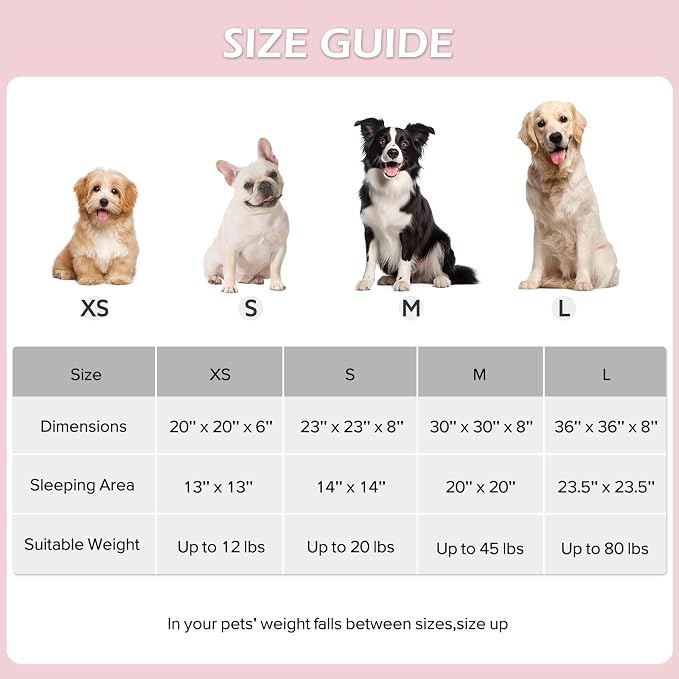 JOEJOY Jacquard Donut Round Small Dog Beds,Pink 23x23x8in, Removable Washable Cover, Cute Pattern, Ultra Soft Fluffy Calming Pet Bed with Thick Supportive Bolster