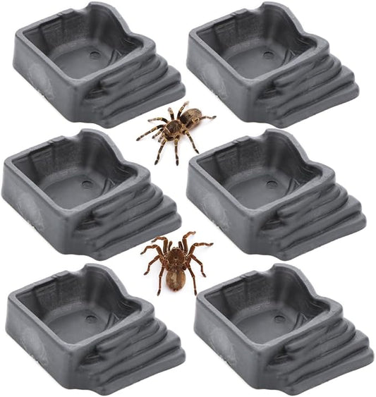 6 Pack Tarantula Water Bowl Hermit Crab Resin Dish for Reptile Tarantula Spider Millipede Insect (Large: 0.94" D, 0.47" H)