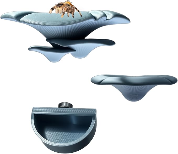 2 Pack Jumping Spider Accessories Mushroom Ledges & 1 Pack Water Bowl with Magnets for Spoods Jumping Spiders Magnetic Ledge Ladder Pet Spider Accessories (Not Included The Terrarium) (Silver)