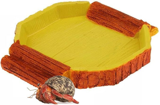 Hermit Crab Water Tank Hermit Crab Habitat Reptile Food Dish Accessories for Hermit Crab Turtle Lizard Water Tank Cage (Yellow, 6.1 x 5.71 x 0.79 inches)