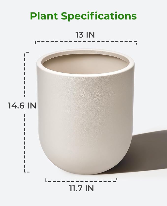 homenote Flower Pots 13 Inch,Large Plant Pots Indoor with Drainage,Plastic Pots for Plants,Garden Pots for Outdoor,Large Planters for Indoor Plants,Big Plastic Planter,White