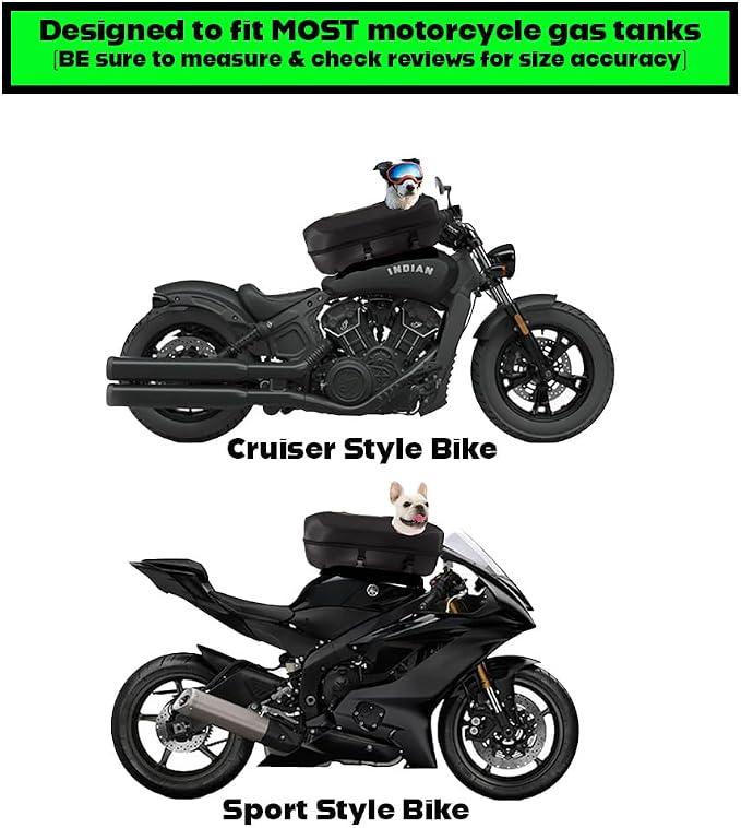 TankMate a Universal Gas Tank Mounted Motorcycle Dog Carrier for Small to Medium Size Dogs, scratchless Non-Slip Design, Waterproof Exterior, Velvet Lined Interior, Safe pet Transport