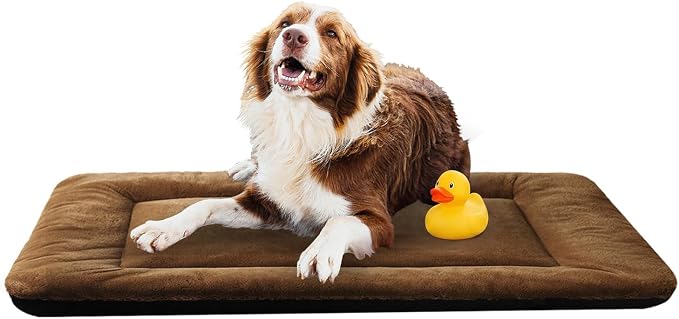 Dog Crate Pad Washable Dog Bed for Crate Large Cozy Mat 48-Inch Brown | Ultra Soft Kennel Pad,Anti-Slip Bottom,Fits for Most Metal Crates,Comfortable Sleeping Pet Mat