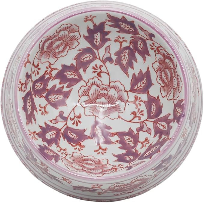 Aimusego 25 FL OZ / 3.2 Cups Handpainted Ceramic Dog Bowl, Purple and White Chinoiserie Floral Vintage Cute Heavy Duty Non-Slip Pet Feeding Dish for Medium Dogs-Dishwasher, Microwave Safe