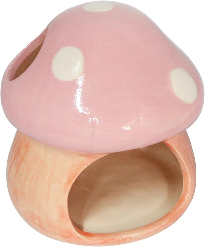 Saim Ceramics Mushroom House Aquarium Decor, Betta Fish Tank Accessories Landscape Decoration, Small Shrimp Goldfishes Habitat Hut Pleco Smalland Breeding Hide Caves Toad House - Pink