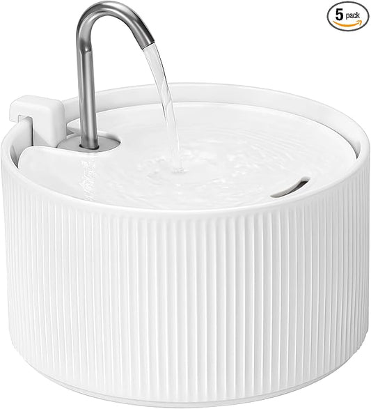 Ceramic Cat Water Fountain: 2.2L/78oz Ceramic Cat Fountain, Automatic Ceramic Water Fountain for Cats, Pet Water Fountain with Ultra-Quiet Pump and Filters & Sponges (White)
