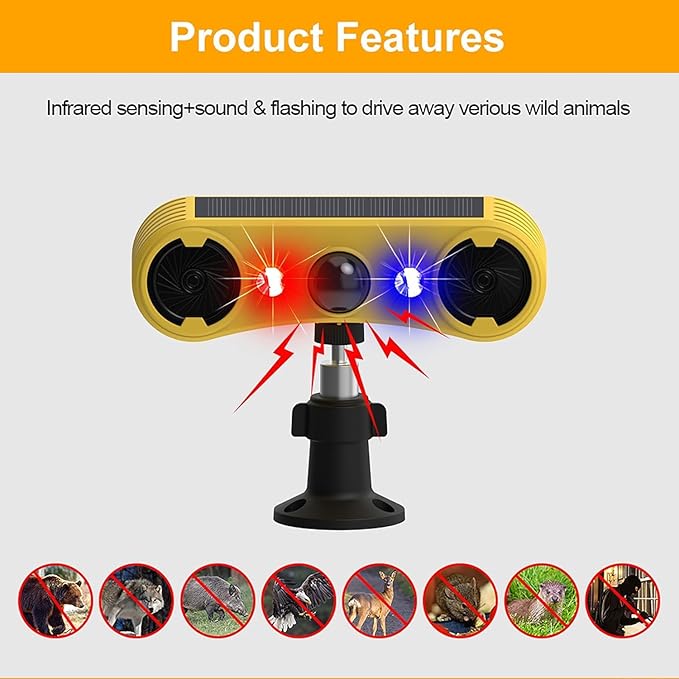 Solar Outdoor Motion Sensor Alarm - Motion Sensor Dog Barking with 130dB Noise Maker Strobe Light Dog Barking Alarm for Homes - Holiday Homes - Farms (8 Pack)