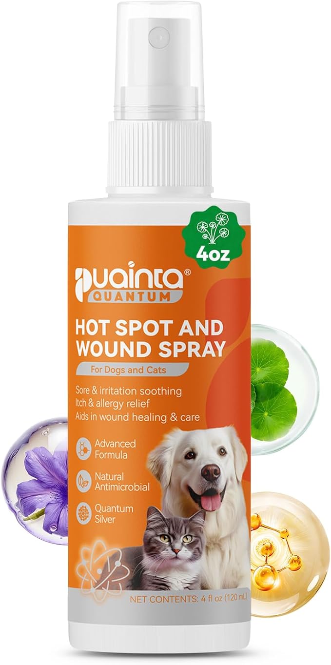 PUAINTA Hot Spot Spray for Dogs, Upgraded Quantum Silver Skin Spray for Dogs, Itch Relief and Hot Spot Treatment for Dogs, Supports Skin Infections and Irritations for All Animals, 4oz