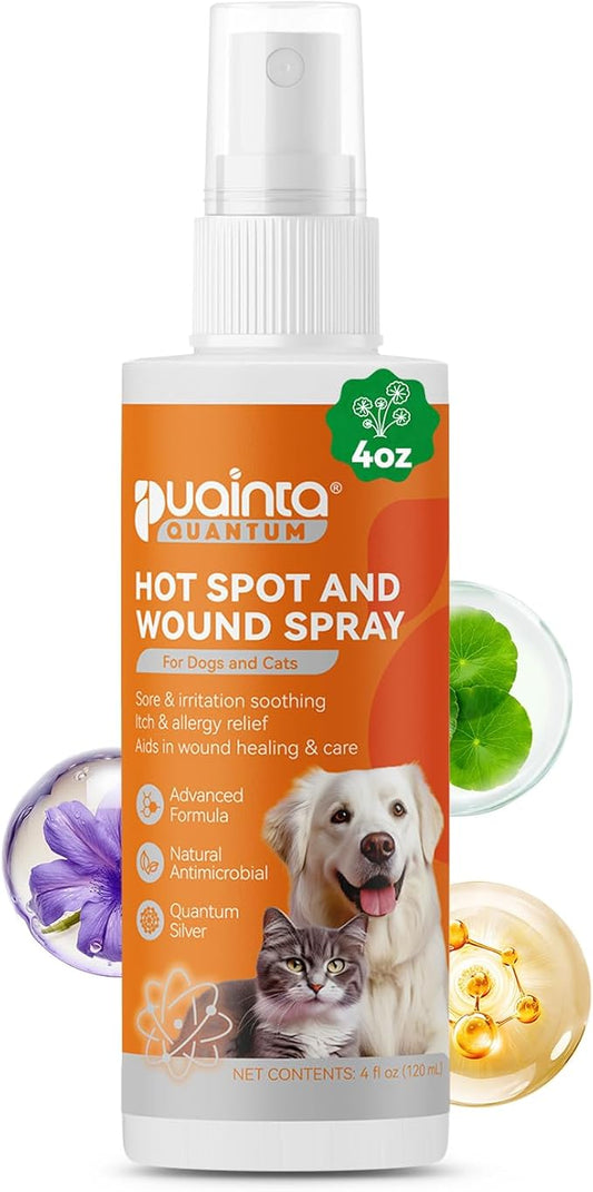 PUAINTA Hot Spot Spray for Dogs, Upgraded Quantum Silver Skin Spray for Dogs, Itch Relief and Hot Spot Treatment for Dogs, Supports Skin Infections and Irritations for All Animals, 4oz