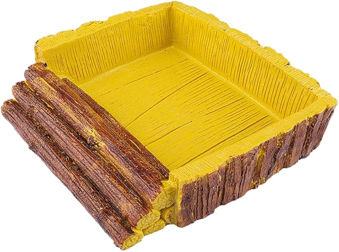 Reptile Feeding Dish Bowl,Reptile Tree Trunk food/Water Dish for Reptiles,Amphibians,Bearded Dragon,Lizard,Frog,Gecko,Tortoise,Hermit Crab and Other Little Critters,Made from Premium Resin(Large Size)