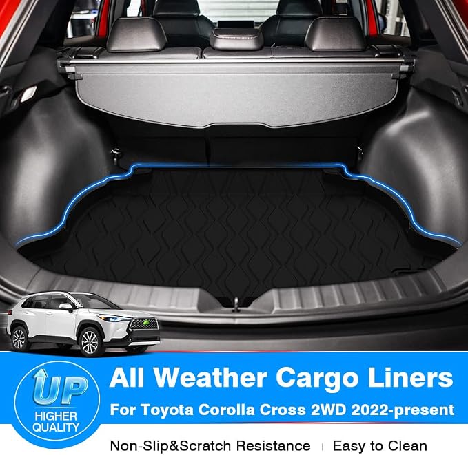 KUST Cargo Mat for Toyota Corolla Cross 2022-2025 2026 (Only Fits NO JBL Subwoofer in Cargo Area)(Not for Corolla) Rear Trunk Mat Cargo Liner All Weather Protection TPE Rubber Black