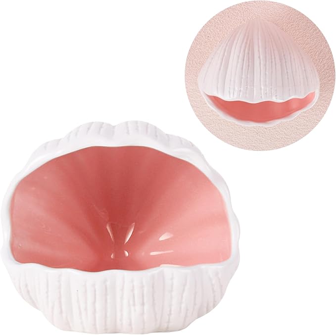 AnRui Cute Ceramic Aquarium Decorations Large Conch Shell-Shaped House Thematic Betta Fish Tank Accessory Decor Ornament Hideout Cave for Fish Playing or Hiding, Pink