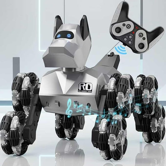 NQD® Robot Dog Toy, 360°Rotate Remote Control Robot Dog with Dancing & Sound FX, Remote Control Cars RC Stunt Robotic Dogs with LED Eyes, Electronic Pet Toys Gifts for Boys Kids Age 3-5 6-7 8-12