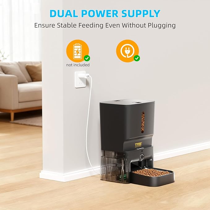 TYM 7L Automatic Cat Feeder with 2K Camera - 5G WiFi Cat Timed Food Dispenser with Smart APP Control, Programmable Timed Feeding, Night Vision, 2-Way Audio, Laser Interactive, Easy Setup