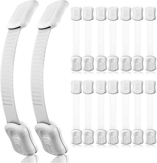 16-Pack Cabinet Locks Baby Proofing - Syican Child Proof Drawer Locks, Multi-Purpose for Drawers, Fridge, Toilet Seat, Trash Can, Ideal Stocking Stuffers, White