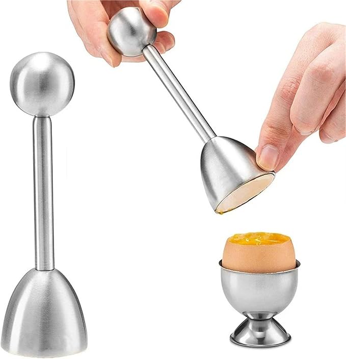 Stainless Steel Eggshell Opener Soft Boiled Egg Cup Holder Home Kitchen Gadgets(2Pcs Egg Cups)