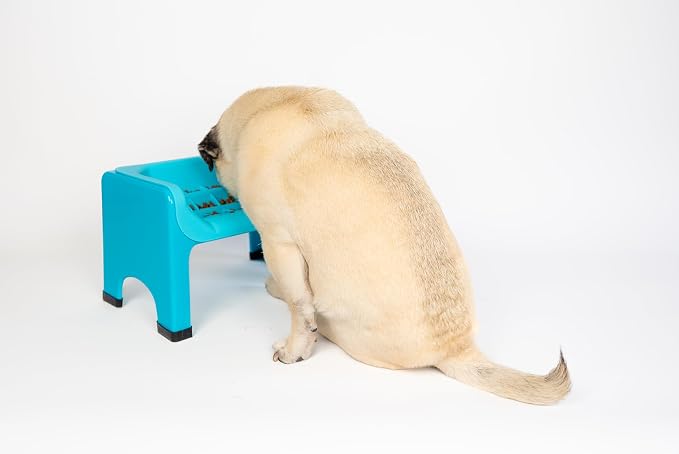 Fluff Trough Elevated Slow Feeder Dog Bowls | Puzzle Cat Bowl with Non-Toxic Silicone Minimizes Neck Strain | No Spill Slow Feeder Bowl Insert Set Ideal for Flat Face Pets