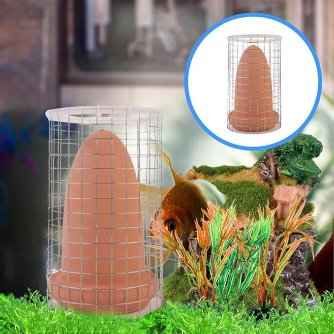 UPKOCH Ceramic Spawning Cone with Isolation Cage for Discus Angelfish, Aquarium Breeding Cave Bucket for Fish Egg Hatching Care