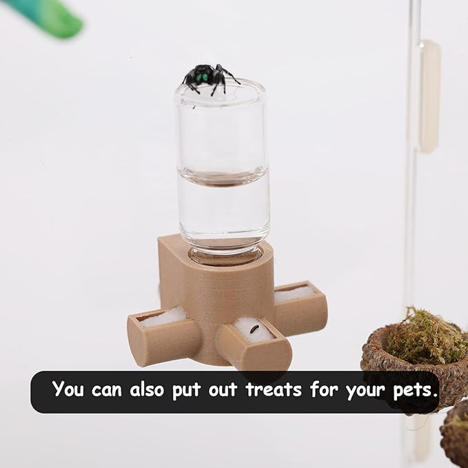 Jumping Spider Water Dispenser, Magnetic Hanging Feeder,Suitable for Jumping Spiders,Tarantulas, Praying Mantises,Arboreal Animals, and Other Small Animal Enclosure Accessories,5ML (Wooden)