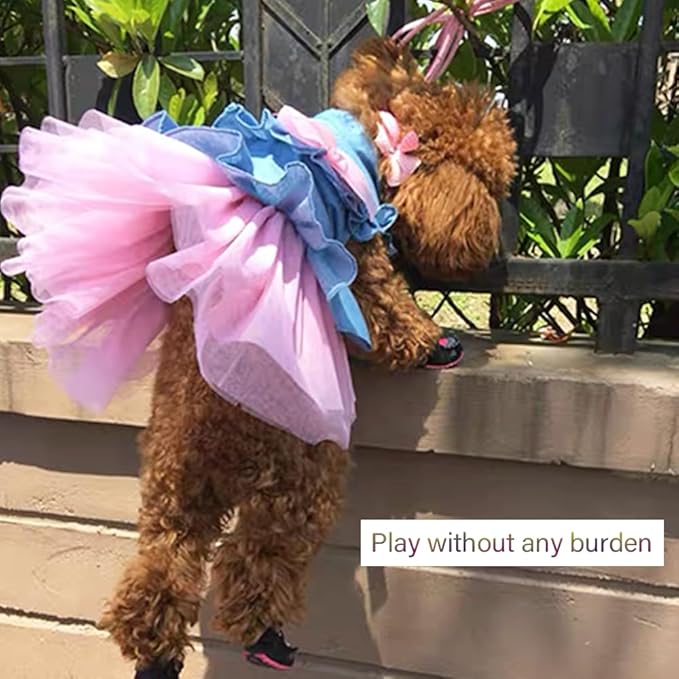 ANIAC Pet Denim Dress with Cute Bow-Knot Comfy Vest Skirt Lace Trim Tutu Summer Spring Clothes for Cats and Small Dogs (Medium)