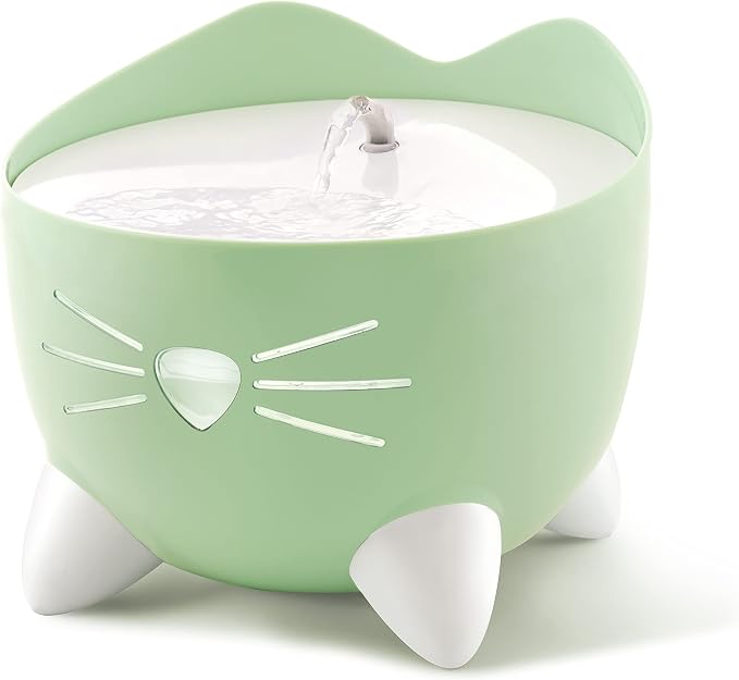 Catit PIXI Drinking Fountain, Green | Cat Water Fountain with Triple Filter and Ergonomic Drinking Options