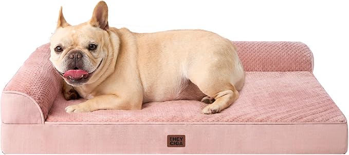 EHEYCIGA Orthopedic Dog Bed Medium Size Dogs, Memory Foam Dog Bed with Washable Removable Cover, Waterproof Pet Sofa Couch for Crate with Nonskid Bottom, 30x20x6, Pink | Small Dog Sofa with Washable Removable Cover, Waterproof Pet Couch for Crate with ...