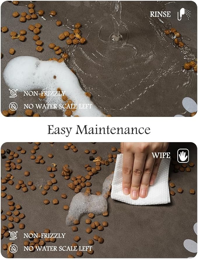 Pet Feeding Mat-Absorbent Dog Mat for Food and Water Bowl-No Stains Quick Dry Water Dispenser Mat-Dog Accessories Pet Supplies-Bowl for Messy Drinkers（Brown,12"x19"