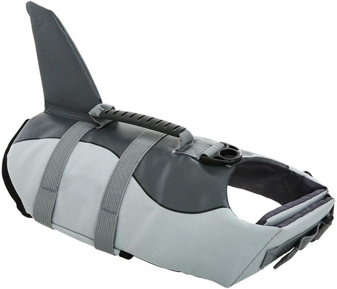 Dog Life Jacket Ripstop Dog Safety Vest Adjustable Preserver with High Buoyancy and Durable Rescue Handle for Small,Medium,Large Dogs, Grey Shark Medium