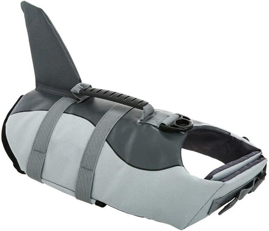 Dog Life Jacket Ripstop Dog Safety Vest Adjustable Preserver with High Buoyancy and Durable Rescue Handle for Small,Medium,Large Dogs, Grey Shark Medium