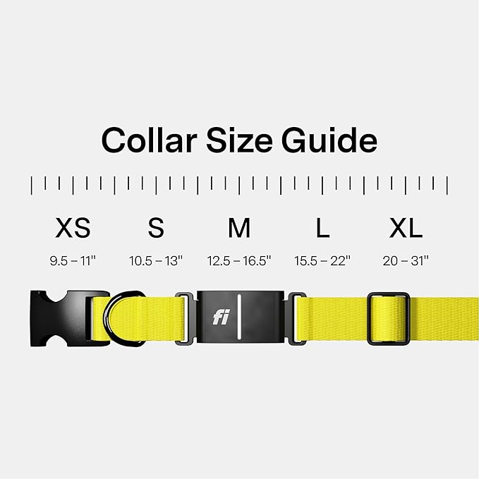 Fi New Series 3+ Smart Dog Tracker Collar [6 Month Membership Included] GPS Tracker for Dogs with Health & Behavior Monitoring, Escape Alerts, Waterproof, LED, Apple Watch Compatible (Yellow, Medium)