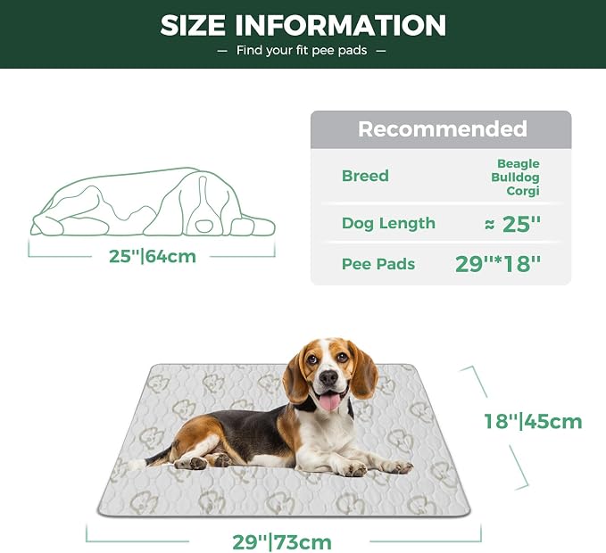 FXW Washable Pee Pads for Dogs, Super Absorbent, 18" x 29", 1 Pack | Machine washable, Non-slip backing