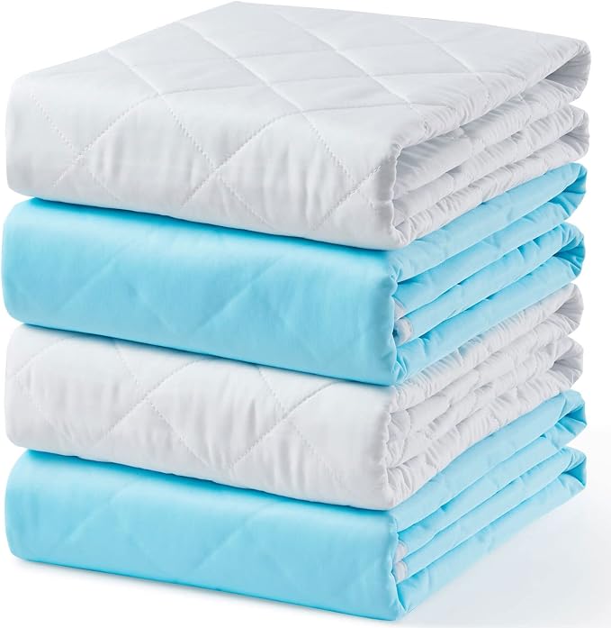 4 Pack Washable Waterproof Bed Pads 30"x34", Incontinence Bed Pads | KANECH Mattress Protector, Washable Pee Pads for Adults, Kids, Elderly and Dogs, Hold 6 Cups, Non-Slip & Silent