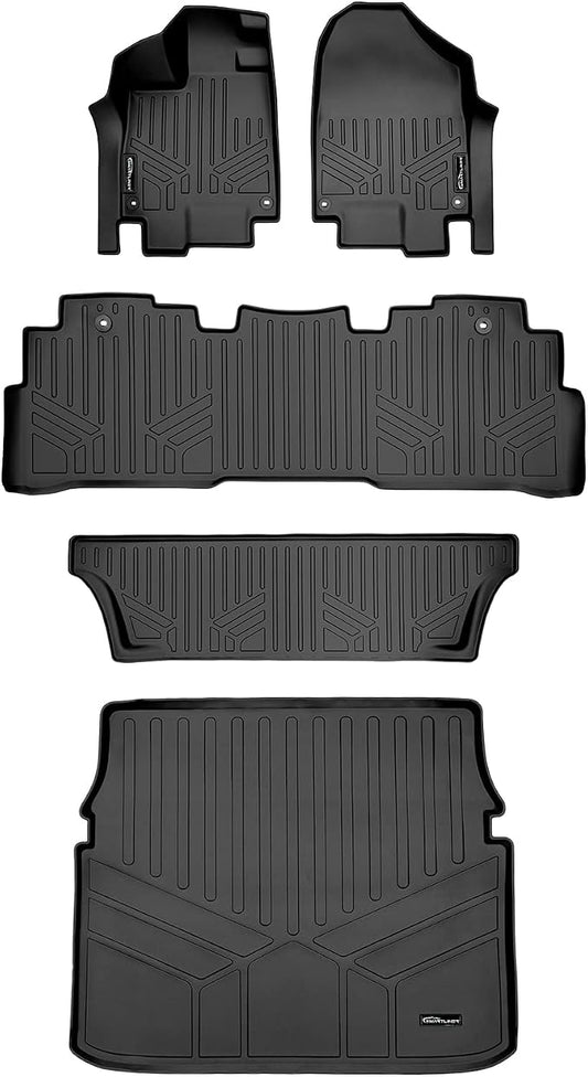 SMARTLINER Custom Fit 3 Row Floor Mats and Cargo Liner Behind 2nd Row Set Compatible with 2018-2025 Honda Odyssey