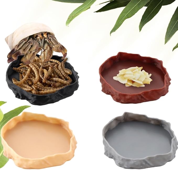 4 Pack Hermit Crab Food Bowl Round Water Dish Feeding Dish for Hermit Crab Turtle Snail Millipede Small Reptiles
