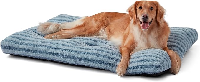 FURTIME Washable XL Dog Bed for Extra Large Dogs, Deluxe Dog Crate Beds | Comfy Fluffy Kennel Pad Anti-Slip Pet Sleeping Mat, Machine Washable Dogs Pillow, 44"x32"x4", Blue
