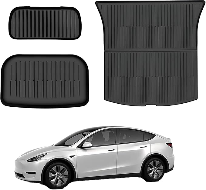 Storage Mats and Cargo Liners Compatible with 2025 2026 New Model Y Juniper, All Weather Rear Cargo Trunk Tray Floor Mat Custom Fit 3D Tech Waterproof Durable TPO Accessories